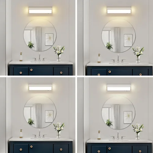 Vista 7 de Barra de luz LED moderna para tocador de baño (16 pulgadas, 5 CCT, regulable), accesorios de iluminación de pared de baño de acrílico moderno sobre