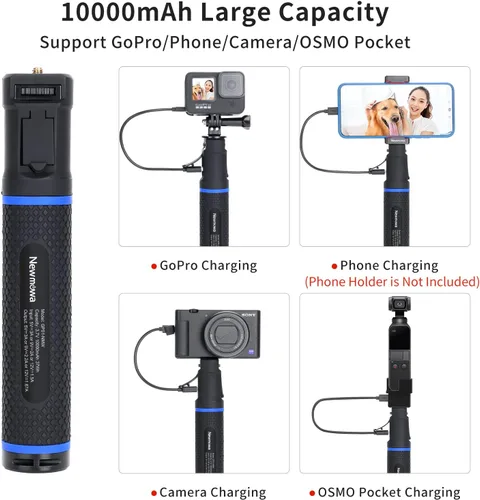Vista 6 de Newmowa Luz de relleno para selfie+agarre de mano de potencia de 10000mAh