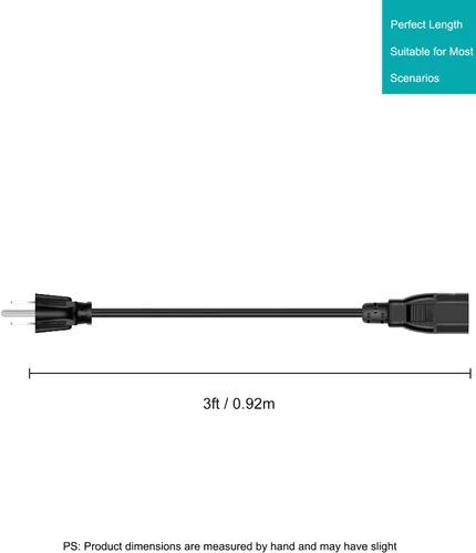 Vista 6 de Cable de alimentación de 3 clavijas para TV LG 42LG50 42LK450 32LG30 42CS570 42LK520 32LV2500 42LF11 42LG20 42LG30 42LG30DC 42LG70 42LG70 42LG20