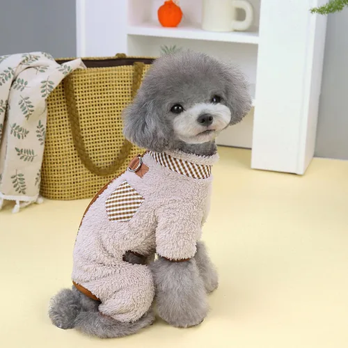 Vista 5 de Abrigo de invierno para perro, pijamas de Navidad para cachorros, suéteres para perros, overoles para cachorros, ropa para perros pequeños, trajes