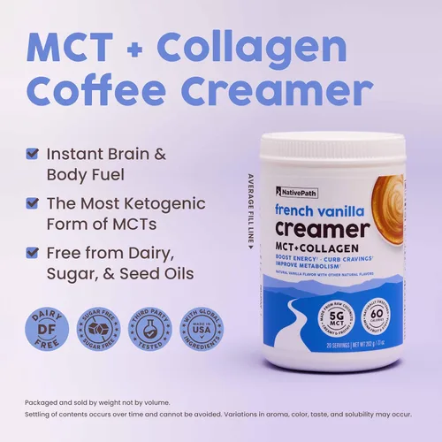 Vista 5 de NativePath Paquete de péptidos de colágeno 25 y crema de vainilla francesa con taza