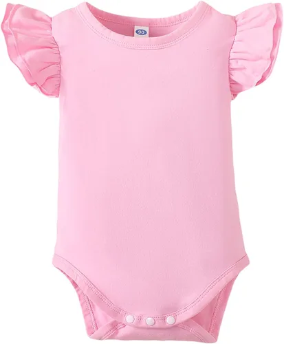 Vista 18 de Magic Park 0-24M Mameluco para bebé niña, traje de una pieza para bebé niña de color sólido, camiseta con volantes para niña, camiseta para bautizo