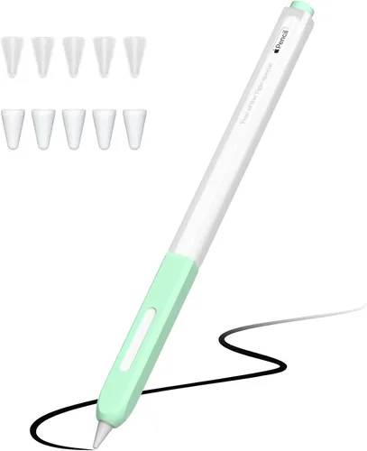 Vista 10 de Funda compatible con Apple Pencil Pro / Apple Pencil de 2ª generación, silicona translúcida duotone, [con 10 puntas de silicona] (negro)