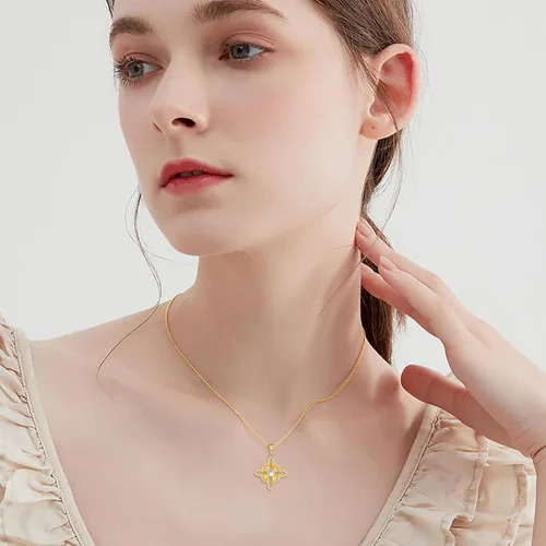 Vista 2 de ELFRONT Collar de nudo celta de oro de 14 quilates para mujer, collar con dije de nudo celta, joyería de regalo para ella, Metal, no conocido