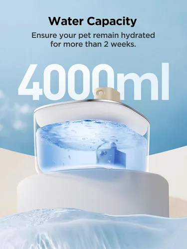 Vista 5 de FEELNEEDY Fuente de Agua para Gatos Operada por Batería, 4L/135 fl oz Fuente de Agua para Mascotas para Gatos y Perro con Sensor de Movimiento