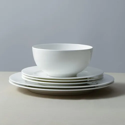 Vista 5 de Stone Lain Aria Bone China - Juego de vajilla de 12 piezas, color blanco