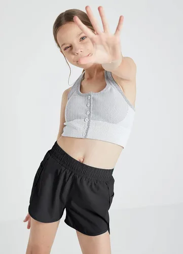 Vista 6 de BALEAF Pantalones cortos atléticos de baloncesto para niñas con forro para niños, tenis, correr, entrenamiento, animación, pantalones cortos