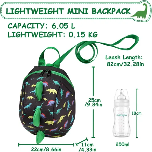 Vista 3 de VASCHY Mini mochila para niños pequeños con correa, mochila pequeña ultraligera para guardería