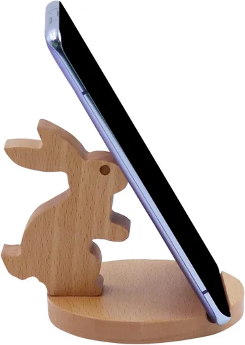 Vista 12 de Lindo conejito soporte de teléfono celular soporte de madera animal universal teléfono celular soporte de escritorio para todos los teléfonos
