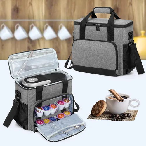 Vista 7 de CURMIO Bolsa de transporte para cafetera compatible con Keurig K-Mini o K-Mini Plus, bolsa de viaje para cafeteras de una sola porción para cápsulas