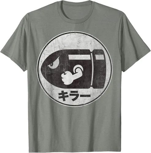 Vista 27 de Super Mario Camiseta con logotipo de Bullet Bill Distressed en Kanji