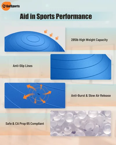 Vista 8 de GalSports - Pelota de estabilidad antideslizamiento y antiestallido - Bola suiza para gimnasio en casa y terapia física
