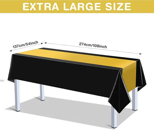 Vista 2 de Tatuo Juego de 3 piezas de mantel de plástico desechable rectangular y mantel para mesa para graduación, baby shower, despedida de soltera, fiesta