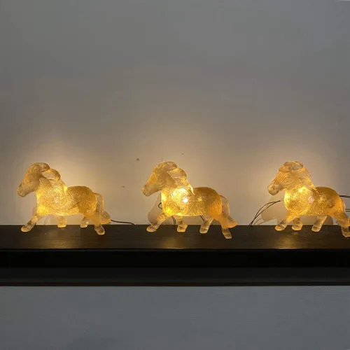 Vista 4 de Guirnalda de luces decorativas de caballo de 8.5 pies, 20 luces LED USB o con control remoto para dormitorio, cumpleaños, vacaciones, boda