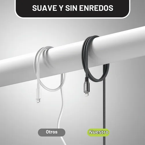Vista 7 de Cable USB A a Lightning de 1.8 m, cable cargador Lightning para iPhone certificado MFi, cable cargador de iPhone de nylon trenzado para Apple