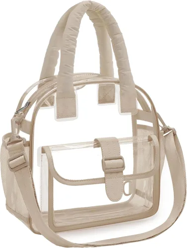 Vista 8 de BAGSMART Bolso Transparente para Eventos en Estadios 12 x 6 x 12, Bolso Bandolera Transparente para Mujeres para Viajes, Festival