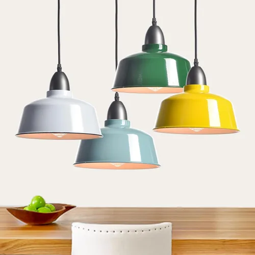 Vista 4 de Luces Colgantes Azules de Granja Moderna para Isla de Cocina Macarons Cúpula Lámpara Colgante para Hogar Bar Encimera Cantina Comedor Dormitorio