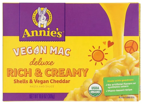 Vista 4 de Annie's Deluxe Vegan Mac and Cheddar Shells, Vegan Macaroni and Cheese, 10.8 oz (Pack of 2)