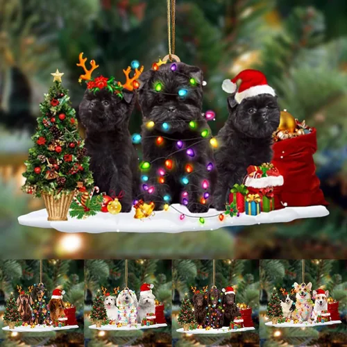Vista 2 de Nazenti Adorno de Navidad personalizado con amigos Affenpinscher – Adorno de perro personalizado para amantes de las mascotas, acrílico plano