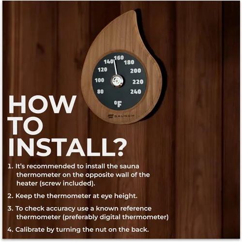 Vista 5 de Termómetro de sauna de madera de alta calidad, números grandes, duradero y duradero, termómetro de sauna fácil de instalar Fahrenheit