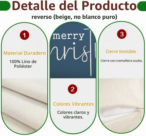 Vista 6 de RABUSOFA Fundas de Almohada de Navidad de 12 x 20 pulgadas, Decoraciones con Frase de Feliz Navidad, Fundas de Almohadas Decorativas de Invierno Azul