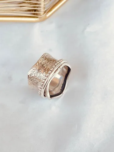 Vista 66 de Boho Spinner Ring, Mothers Day Gift, Silver 925 Women Ring, Sterling Silver 925 Ring, Fidget Spinner Ring,Women Silver Anxiety Ring