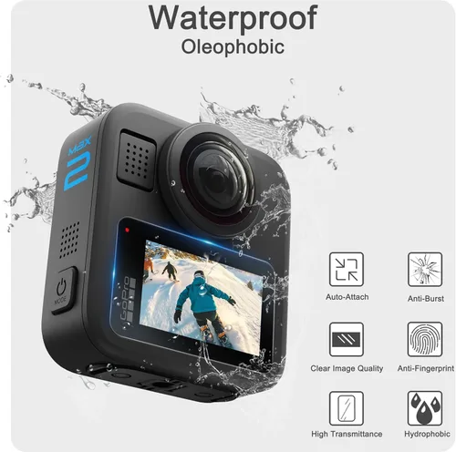 Vista 8 de FiTSTILL Protector de pantalla de vidrio templado para Go Pro MAX2/MAX360 2025/MAX Fusion (2019), resistente a los arañazos, pantalla LCD de vidrio