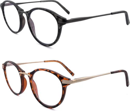 Vista 2 de Gafas de lectura redondas para mujeres y hombres, multienfoque progresivo/lente ampliada completa, bloqueador de luz azul