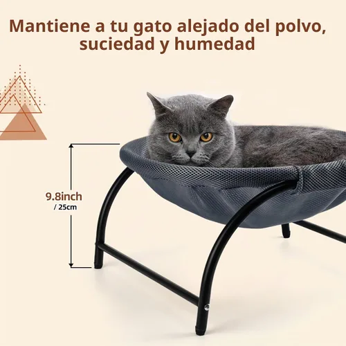 Vista 3 de LIFLIX - Cama elevada en forma de hamaca para gatos, cuna para gatos con malla lavable, cama para mascotas para gatitos, azul oscuro