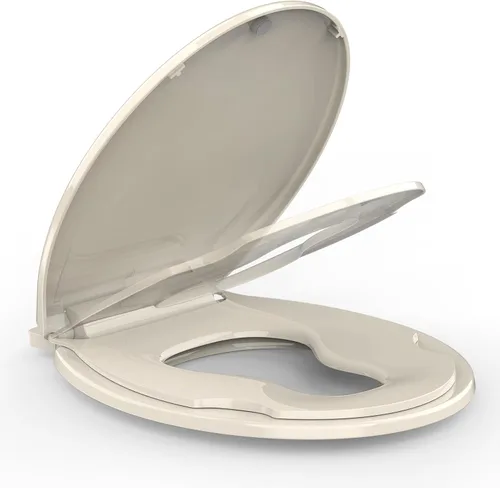 Vista 22 de Asiento de inodoro alargado blanco, asiento de tapa de inodoro de cierre lento para una fácil limpieza y resistente a las manchas