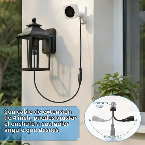 Vista 3 de Feekoon Adaptador de enchufe de luz de 3 tomacorrientes, E26/E27 a salida de 3 clavijas, negro E26/E27 Light Bulb Plug Adapter Converter with