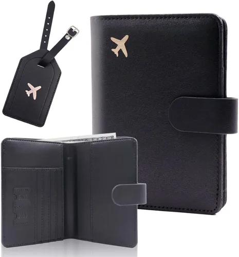 Vista 18 de Melsbrinna Rfid - Soporte para pasaporte para mujeres y hombres, juego de etiqueta de maleta de viaje, bonita cartera de pasaporte con ranuras