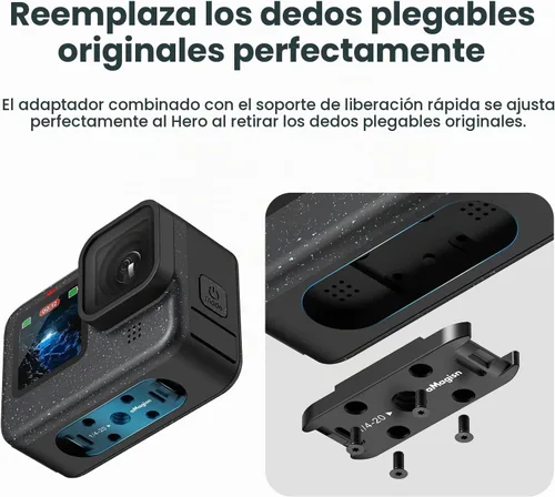 Vista 3 de Soporte magnético de liberación rápida para Gopro 12/11/10/9/8/11 Mini/Max, kits de soporte con garra magnética de montaje de 2 puntas y punta