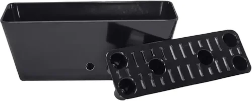 Vista 3 de Maceta de bambú con riego automático de 16 pulgadas, maceta rectangular ecológica para interiores y exteriores, maceta de bambú sostenible con Negro