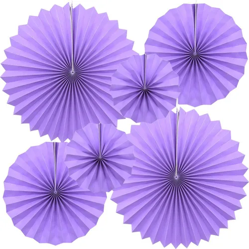 Vista 12 de CEEYSEE Paquete de 6 abanicos de papel colgantes redondos para decoración de fiestas, cumpleaños, bodas, eventos de graduación (azul/SLANS)