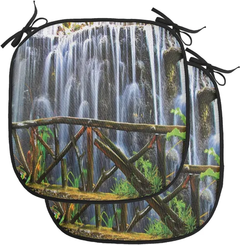 Vista 153 de Lunarable Cojín de asiento para silla de café, siluetas de taza de café expreso con frijoles fuente de cafeína, ilustración de bebidas gourmet
