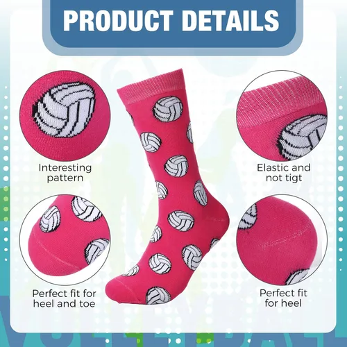 Vista 2 de 8 pares de calcetines de voleibol para mujer, divertidos calcetines deportivos de fútbol para hombres, calcetines atléticos para amantes