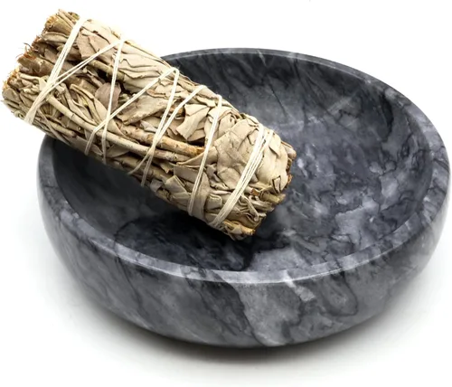 Vista 6 de Quemador de incienso de mármol natural, soporte de incienso para palo y reflujo, hecho a mano, ideal para fumar incienso, quemar incienso y Negro