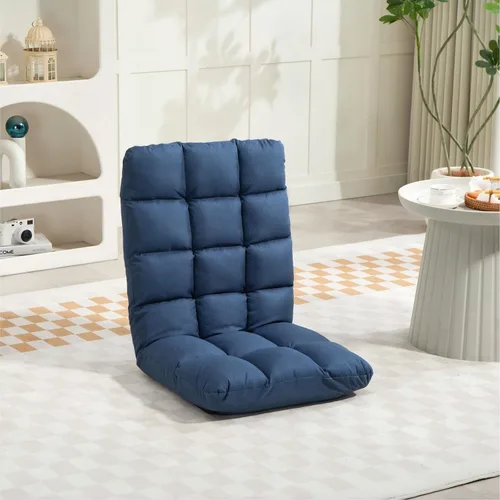 Vista 2 de Folding Floor Gaming Chair with Back Support, 14-Position Adjustable Recliner - Padded Cushion with Breathable Linen & Cotton Blend for Adults &