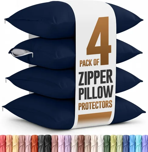 Vista 9 de Utopia Bedding Paquete de 4 protectores de almohada con cremallera tamaño estándar, fundas de almohada de tela de microfibra cepillada suave Blanco