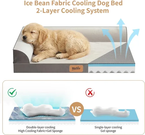 Vista 3 de Cama grande para perros con espuma viscoelástica de gel refrescante, cama ortopédica impermeable para mascotas con funda lavable y parte inferior
