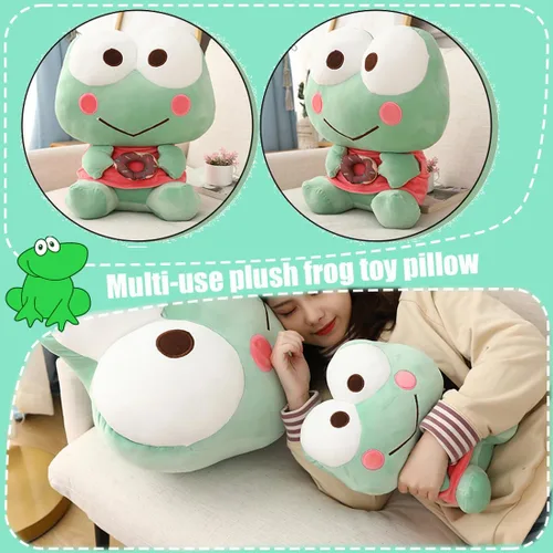 Vista 5 de ELAINREN Rana de peluche con rosquilla, ultra suave, juguete de peluche de rana verde Kawaii, muñeca de peluche de rana Fernando, regalo de 13.8