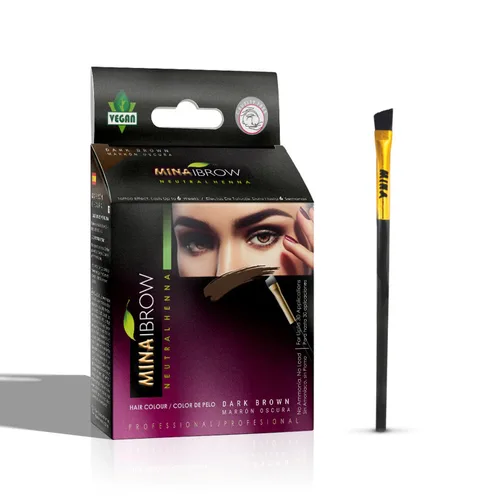 Vista 23 de Polvo de tinte para cejas natural marrón medio de MinaiBrow Kit de tinte instantáneo a prueba de manchas con cepillo doble biselado Marrón medio +