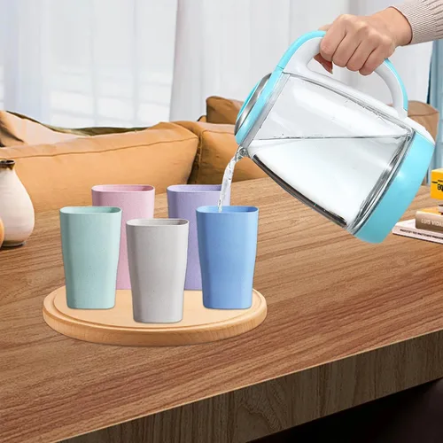 Vista 5 de Incauca Juego de 5 vasos cuadrados de plástico de 16 onzas, vaso de plástico para baño para cepillo de dientes, vaso apilable para cepillado