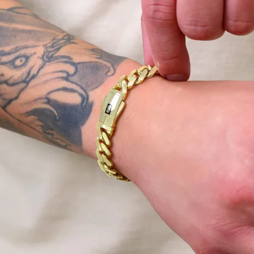 Vista 2 de Nuragold 10k Oro Amarillo Real Royal Monaco 9mm Pulsera de Eslabones Cubanos de Miami (6"-9") Joyería Italiana para Hombres y Mujeres