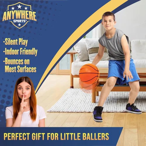 Vista 6 de Anywhere Sports Juego de baloncesto silencioso y aro – Sobre la puerta, juego silencioso para niños, fácil montaje con clip, incluye baloncesto