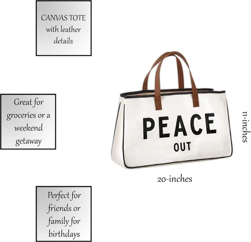 Vista 5 de Santa Barbara Design Studio Bolsa de mano para mujer, bolsa de hombro de lona 100% algodón, grande, paz fuera