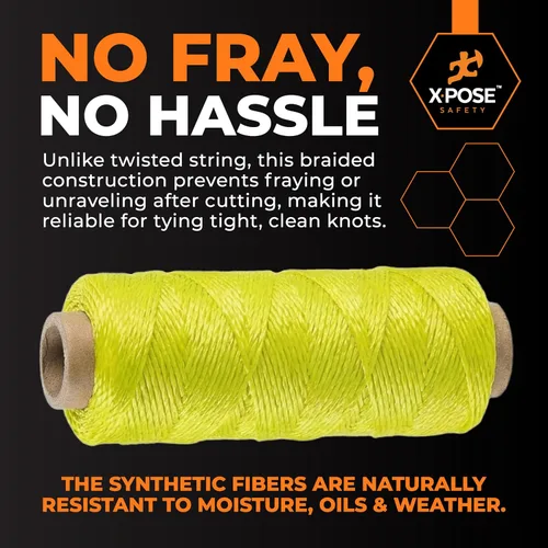 Vista 7 de Xpose Safety Green Mason Line String - Cuerda de nailon trenzado #18 - Línea de construcción duradera de 275 pies para herramientas de mampostería