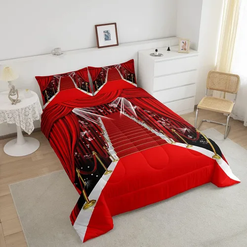 Vista 3 de jejeloiu Juego de edredón de cine para niños, tamaño King, juego de ropa de cama de cine nocturno para niños, niñas, adolescentes, decoración