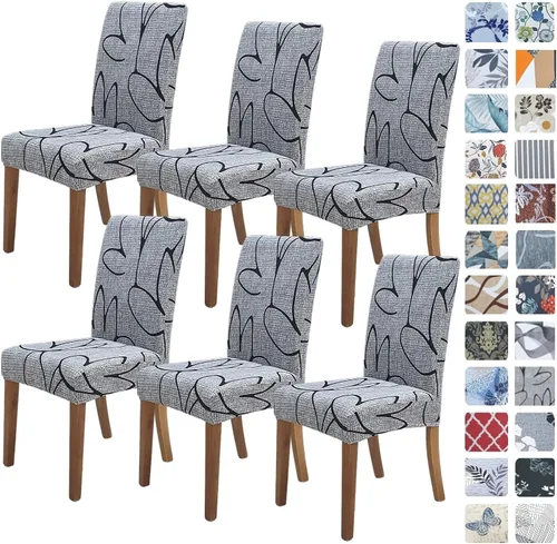Vista 48 de SPRINGRICO Juego de 4 fundas para sillas de comedor, fundas elásticas para sillas de comedor, de elastano lavables, fundas para sillas Parsons